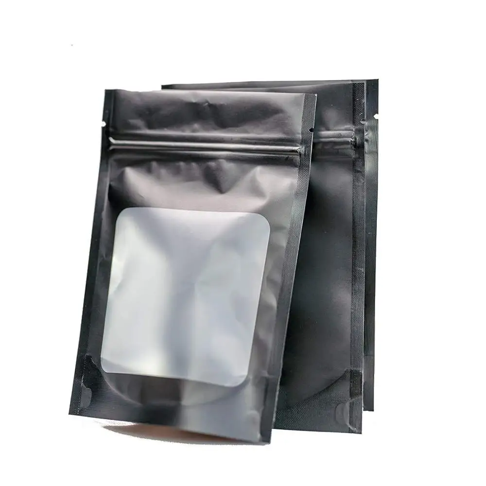 Smell Proof Odorless matte Mylar airtight ziplock resealable aluminum foil pouch bags with clear Window