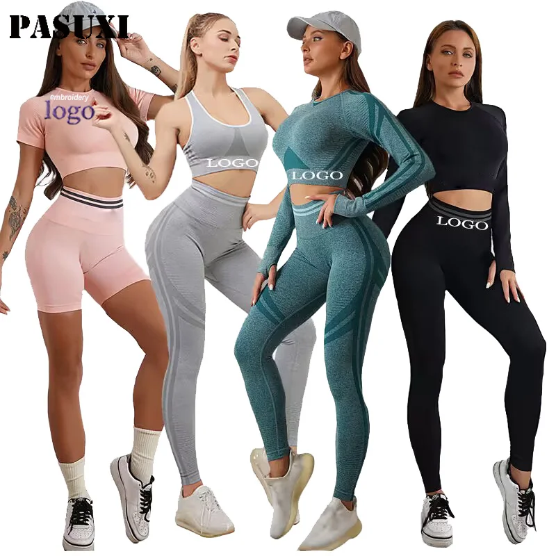 PASUXI 2023, женская одежда с длинным рукавом для фитнеса и спортивных тренировок, комплект для йоги из 2 предметов, комплекты для спортзала и фитнеса