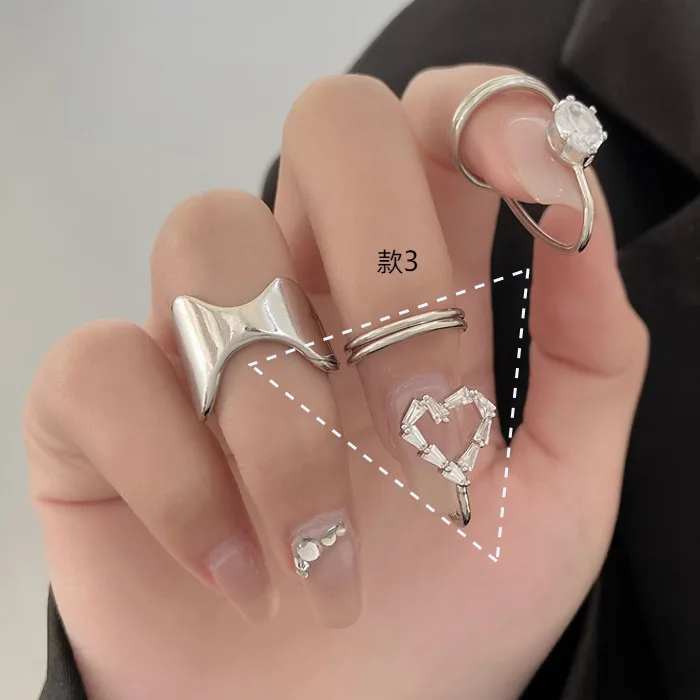 European and American copper inset zircon bow nail joint ring personality creative wear detachable nail ring for women gift