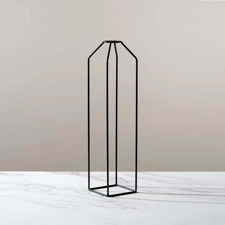 Custom Different Shape 42 CM Tall Home Decoration Black Metal Vase European Style Big Iron Vase for Flowers