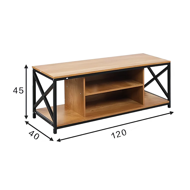 Retro Home Media Entertainment Center 6 Storage Shelves Industrial Living Room Modern 55 Inch TV Console Cabinet TV Stand Table