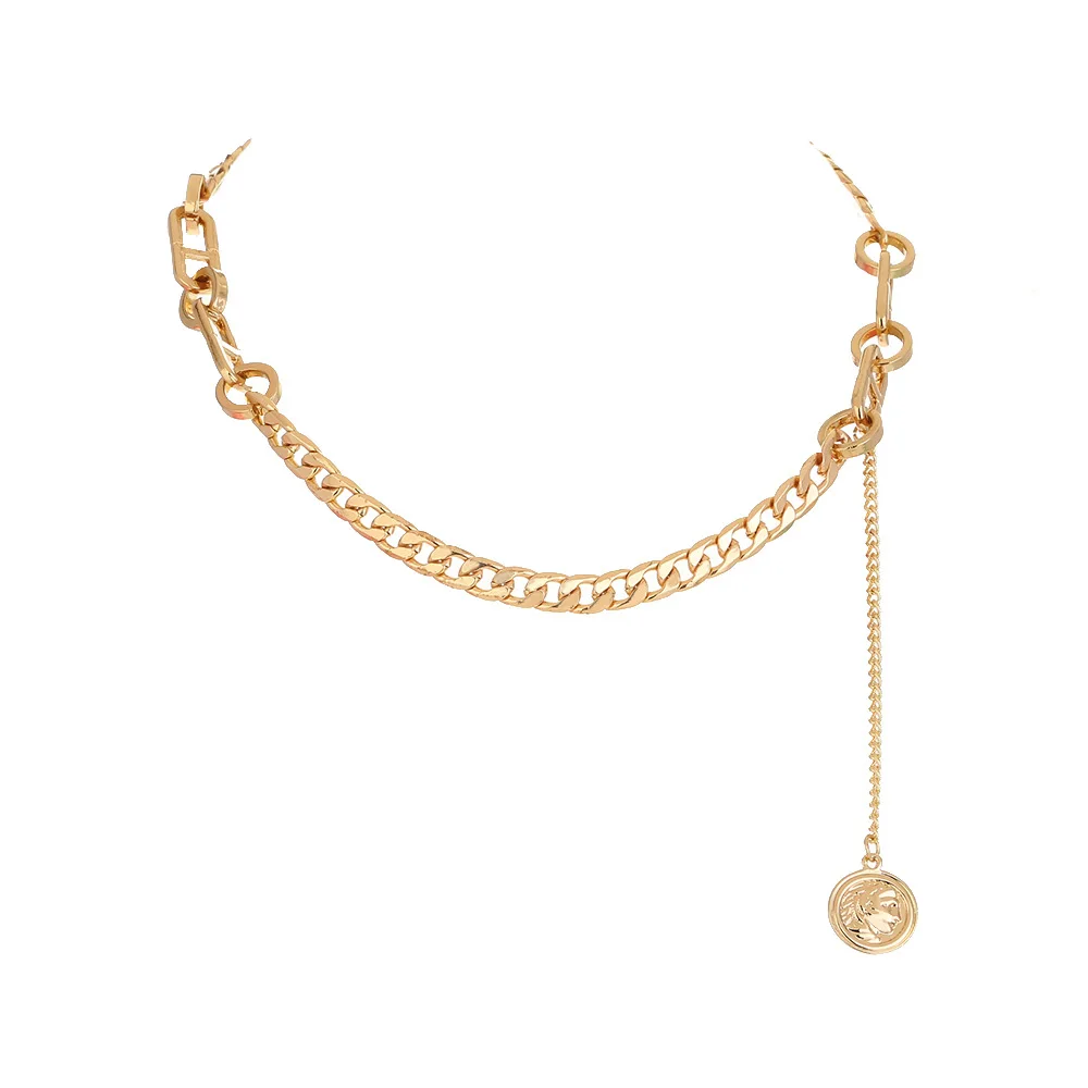 2021 hot sale Hip Hop Necklace for women Personalized simple stud chain necklace figure disc charms choker necklace jewelry
