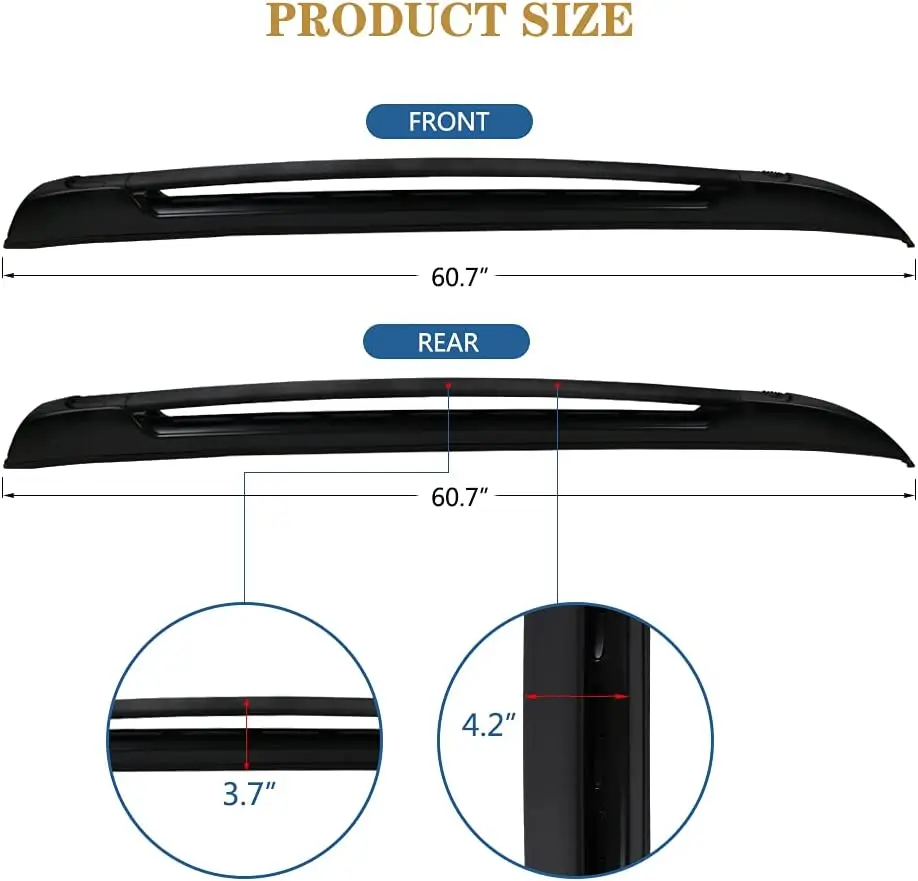 YUHANG направляющие на крышу для Toyota Tacoma 2005-2022 дюйма, двойные кабины, поперечные рейки черного цвета