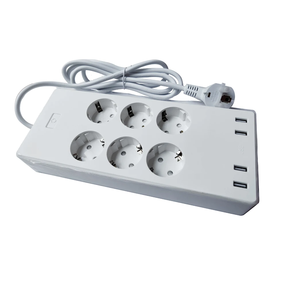 ЕС интеллигентая (ый) разъем питания с 6 розетками и 4 USB портами Умный домашний контроль коммутатор для мобильного телефона удаленное управление помощью