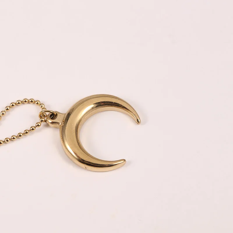 14K Gold Plated Stainless Steel 3 Layered Hypoallergenic Moon Necklace for Women
