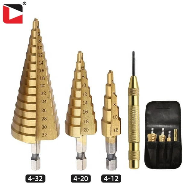 3pcs High speed steel tin coated/titanium coated step drill bit