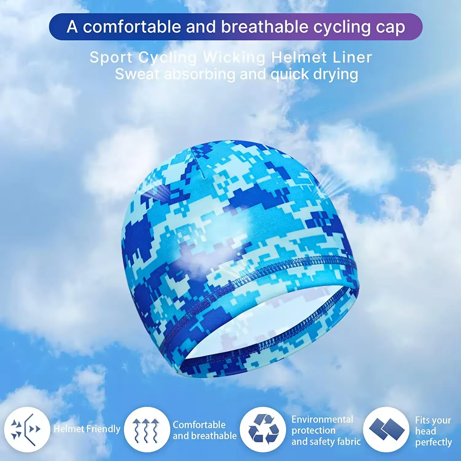 LRT Moisture Wicking Safety Helmet Inner Liner Skull Cap Custom Quick Dry Camouflage Cycling & Mountaineering Skull Cap