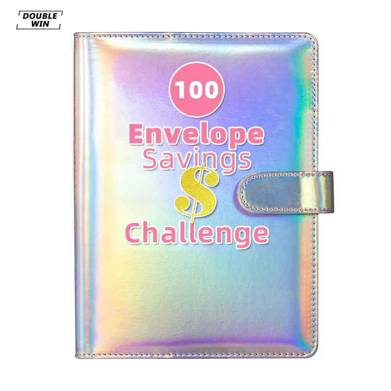 Custom Logo A5 A6 Pu Leather 100 Days Book Envelope Savings Challenge 5050 Money Ring Budget Binder