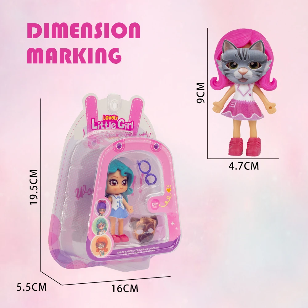 Jinying DIY Lovely fashion girls doll toy 6 styles assembly baby figurine dressing toy with pet mask