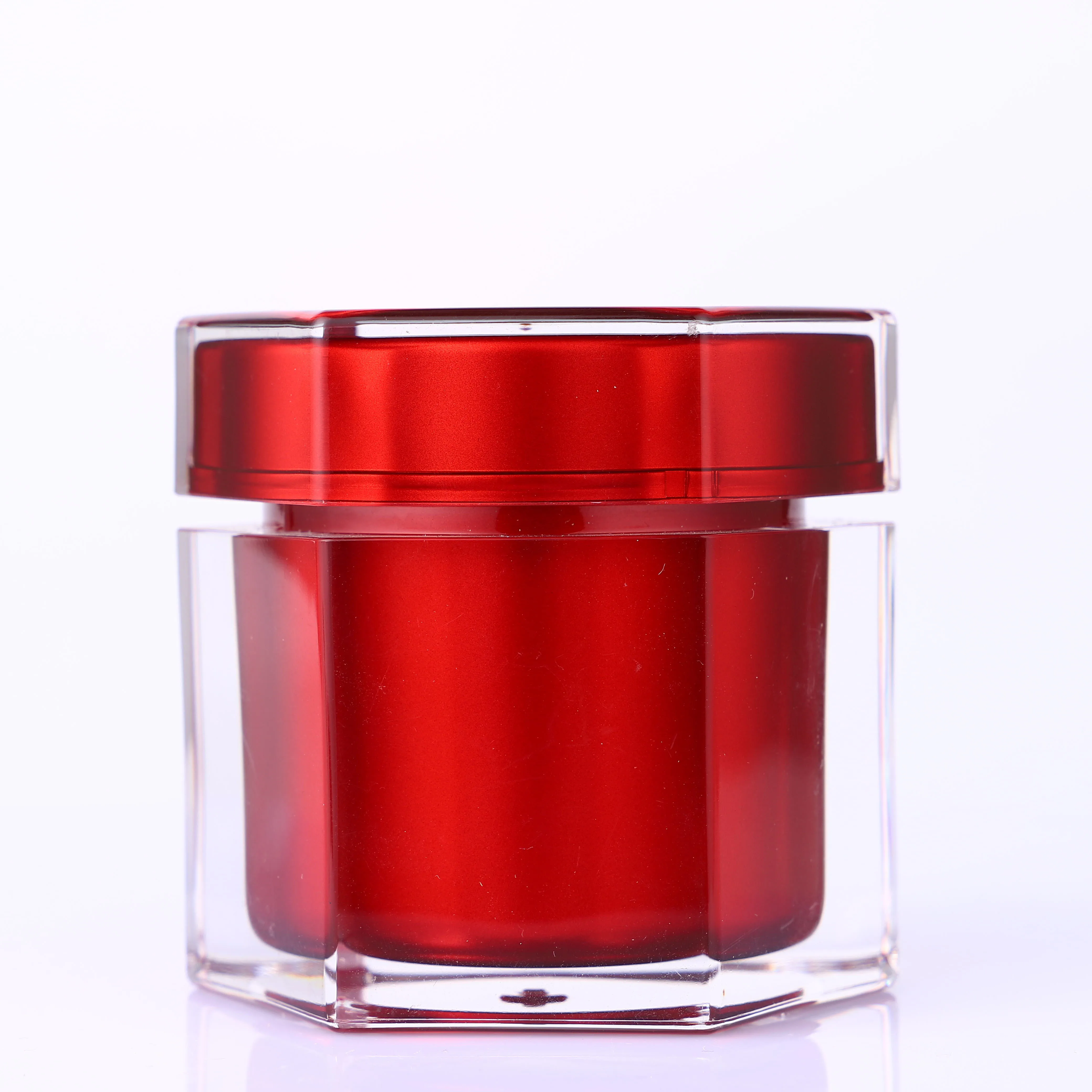 Wholesale Fashion Metallic Red Prismatic Acrylic Jar For Skincare Packaging