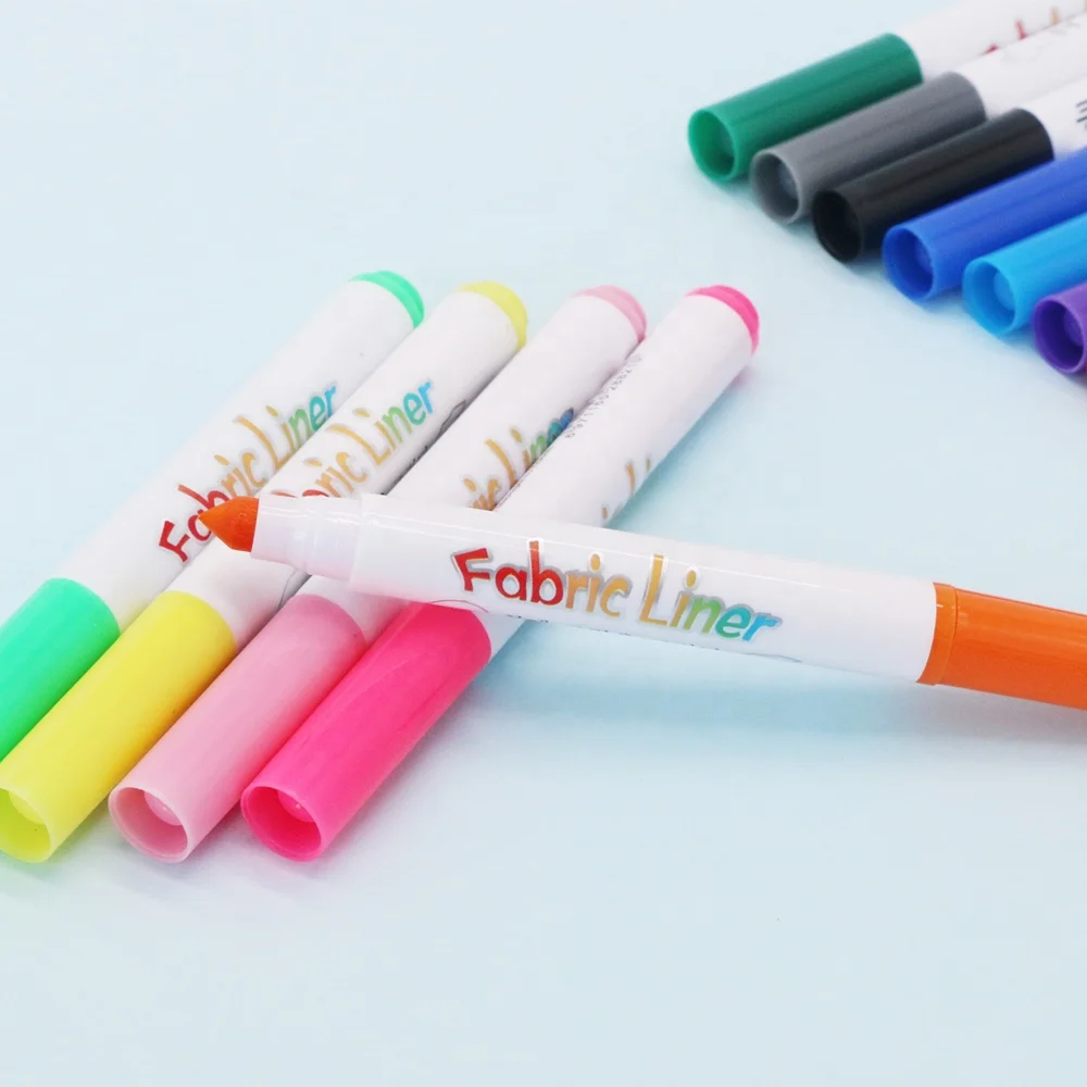 12 Brilliant Colors of Non-Washable Water-Based Markers for Decorating White Fabric and Textiles