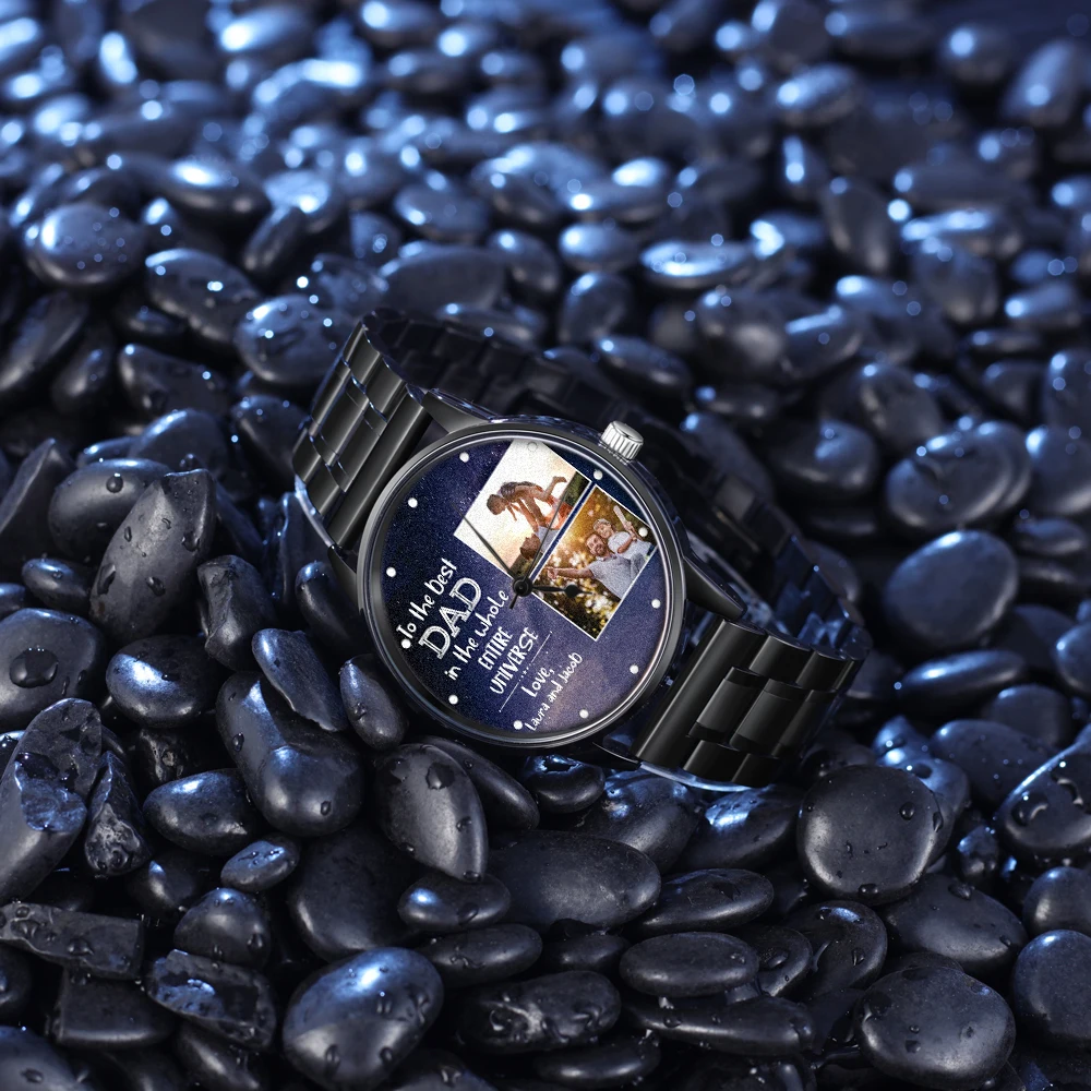 Подарок лучшему папе ручные часы с фото из нержавеющей стали Пользовательский логотип часы