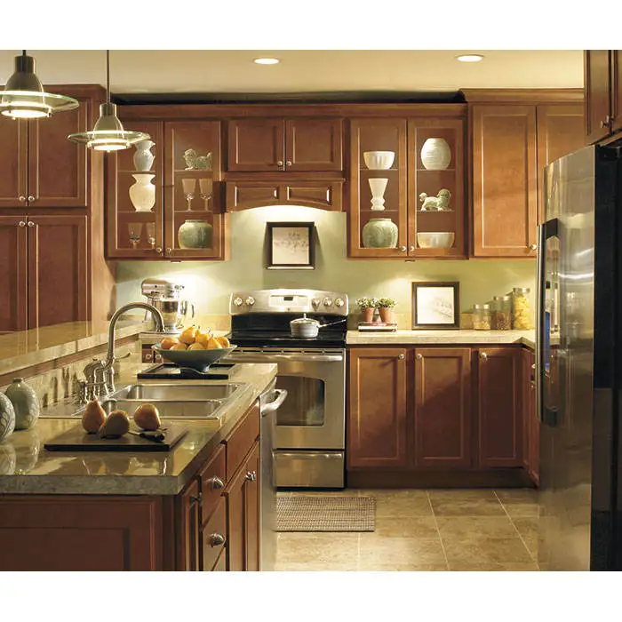 Vermonhouzz Luxury and Elegant Classical Solid Wood Kitchen Cabinet Designs Big Kitchen Cabinet Set