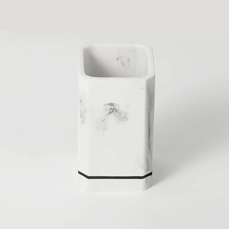 Custom Resin Bathroom Set Lotion Dispenser Soap Dish Tumbler Bathroom Accessories Set Marble White Resin Bathroom Accessories