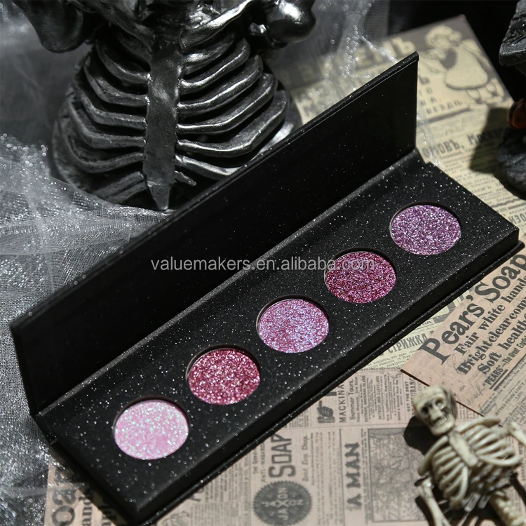 Custom chameleon eyeshadow palette vegan metallic glitter 5 colors eyeshadow palette Luxury Christmas party eyeshadow cosmetics