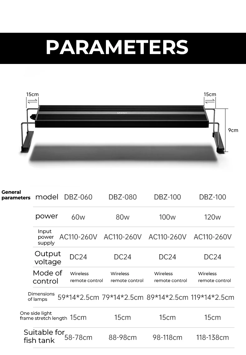 Cherlam hot sale Adjustable light with timer plants light marine reef light led aquarium lamp