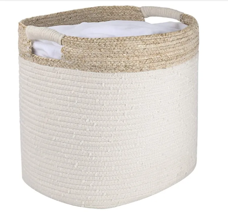 2021 Экологически чистая дешевая Высококачественная модная моющаяся прочная хлопковая веревка и корзина из кукурузной шелухи для дома