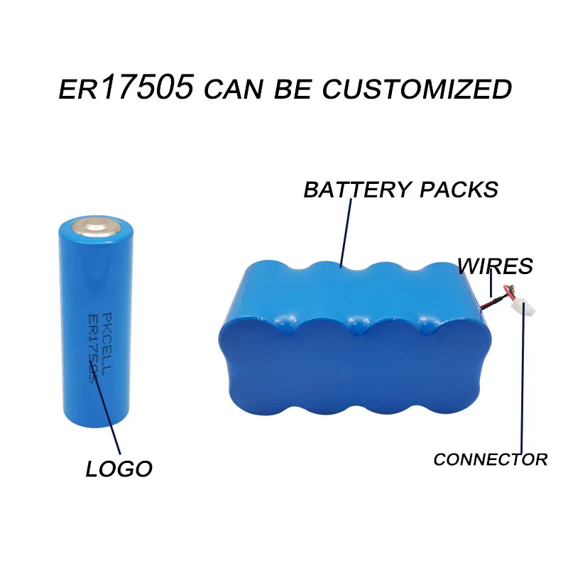 Customized OEM primary lithium battery 3.6V er17505 non-rechargeable battery with wire connector