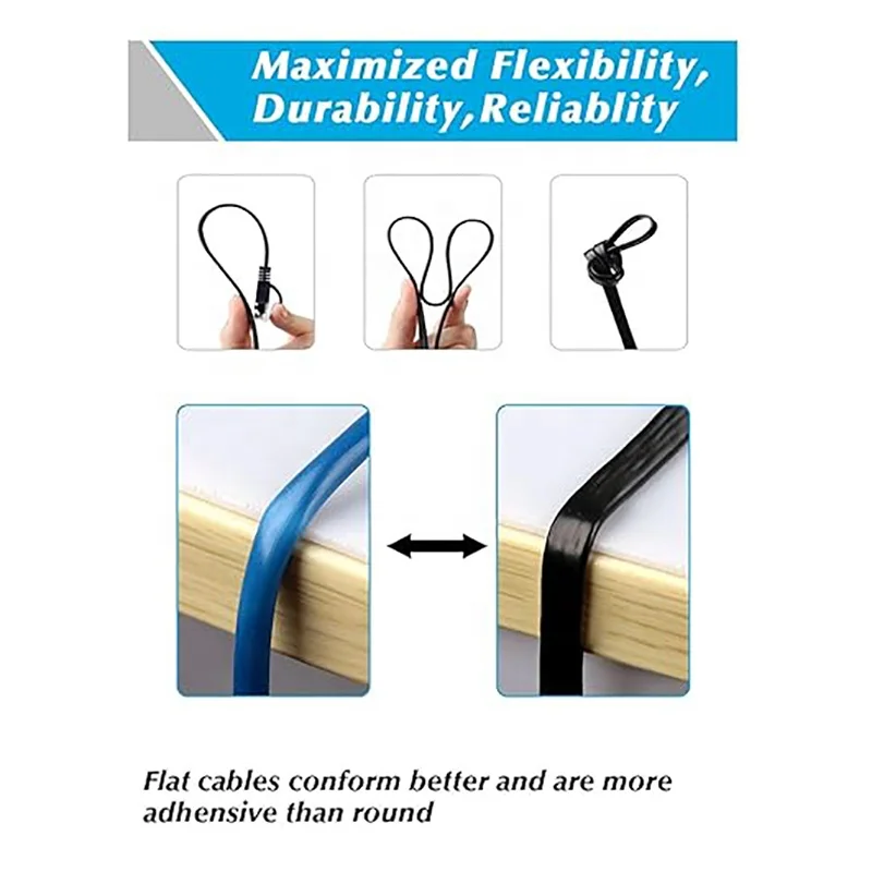 High Speed Flat Internet Cord with Clips Rj45 Cat6a Patch Cable Cooper 100m Cat7 Cable Patch Cable Core