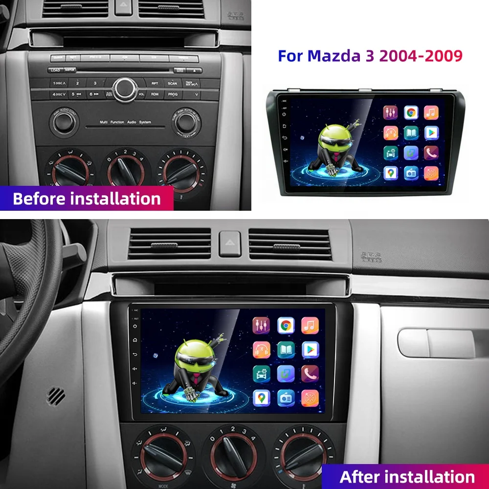 9 inch HD car stereo autoradio 2+32GB android GPS carplay WIFI DSP RDS car dvd player for Mazda3 2004-09