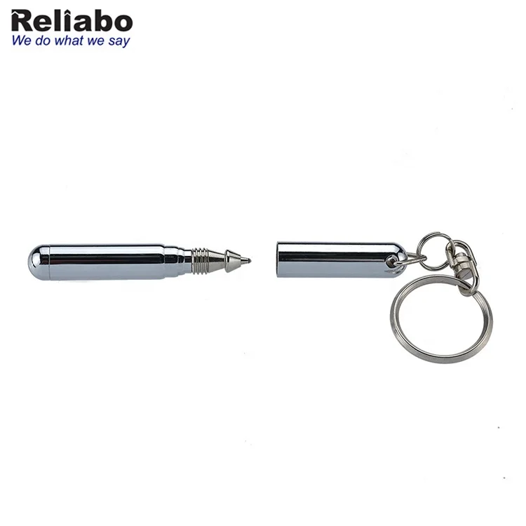 Mini Metal Key Ring Stainless Steel Telescopic Pen Keyring Telescoping Keychain Ball Point Pens