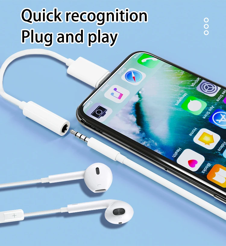 Headphone Jack Adapter for Lighting to 3.5mm Headphone Jack Audio Adapter for iPhone