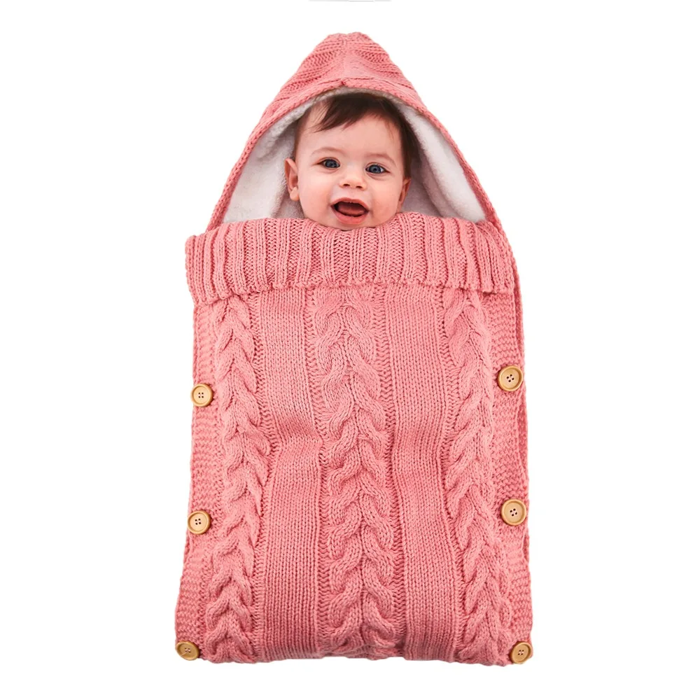 Winter Newborn Baby Wrap Swaddle Blanket Knitting And Sherpa Infant Swaddle Baby Car Seat Blanket