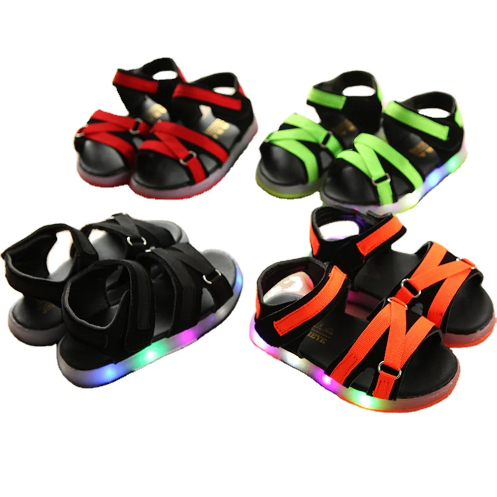 Оптовая продажа костюмы для маленьких мальчиков washablesandal обувь с подсветкой; Обувь малышей и детей постарше летние противоскользящие дышащие женские