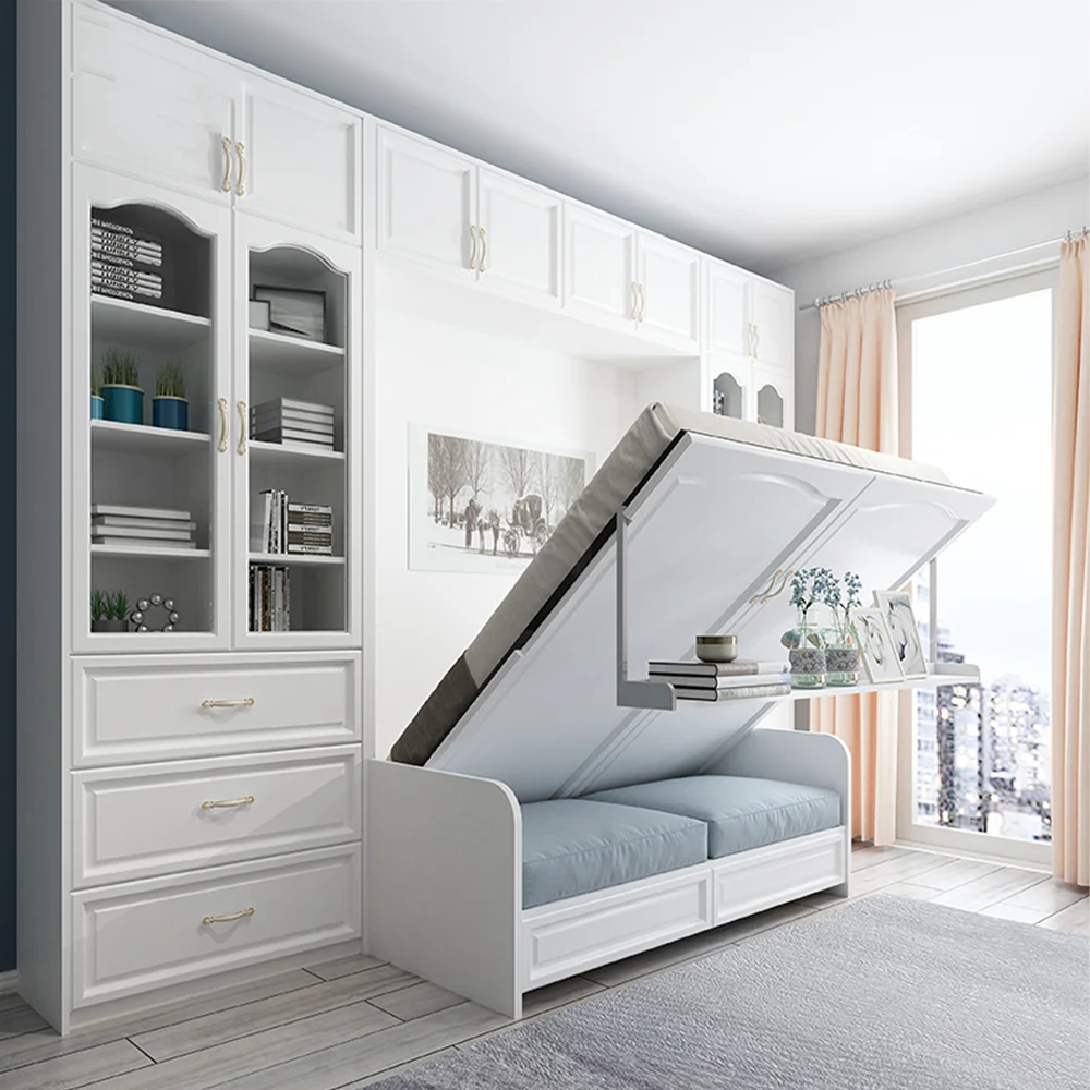 Modern Custom Whole Set Space Saving Home Furniture Design Wall Bed Folding Bed With Wooden Sofa Murphy Bed