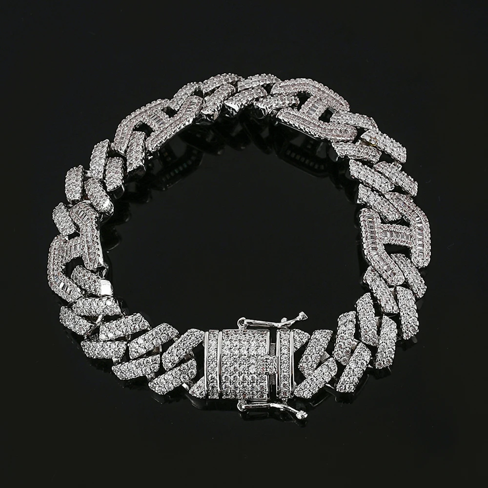 Super September Fashion Miami Cuban Link Chain Iced Out 5A CZ Zircon Hip Hop Necklace Homie Diamond Chain Bracelet Rap Necklace