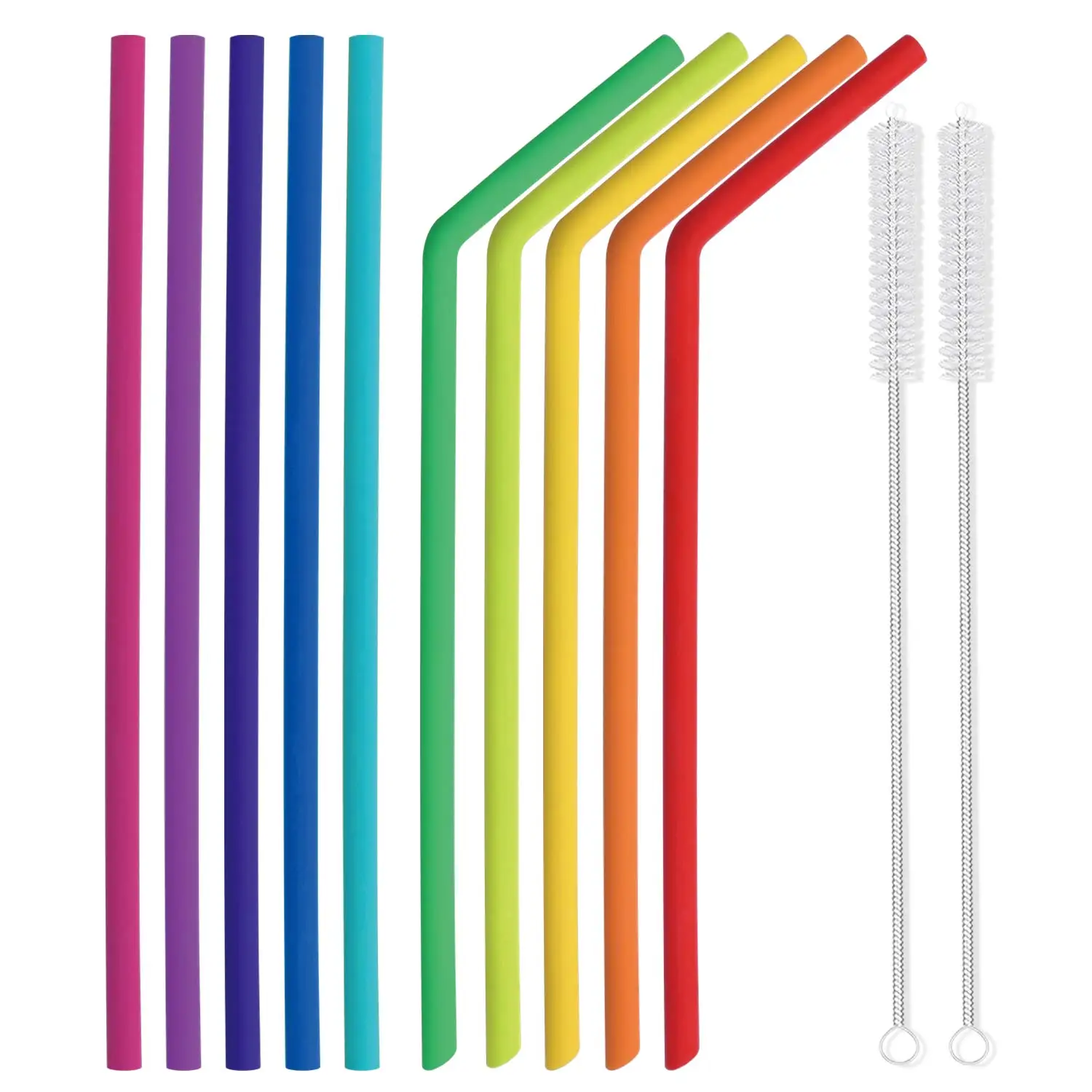 Premium Reusable Silicone Drinking Straws Soft Rubber portable Water Coffee Beer Tea Straw Dishwasher Safe