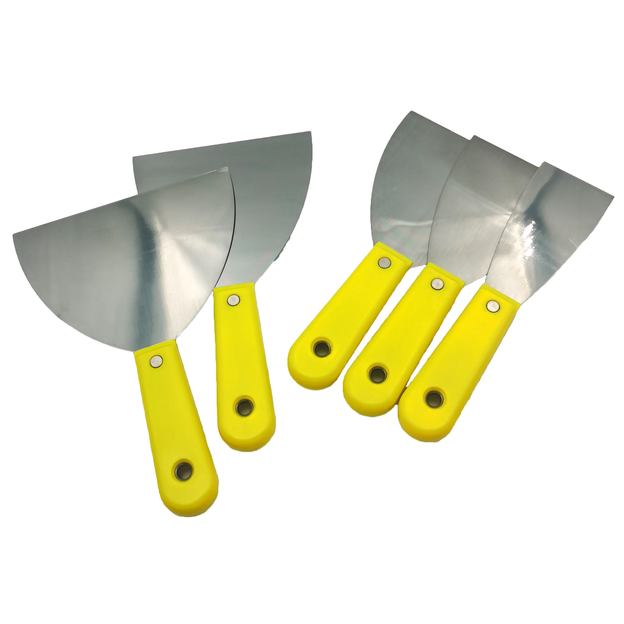 Yellow plastic handle stiff blade putty knife scraper for building renovation