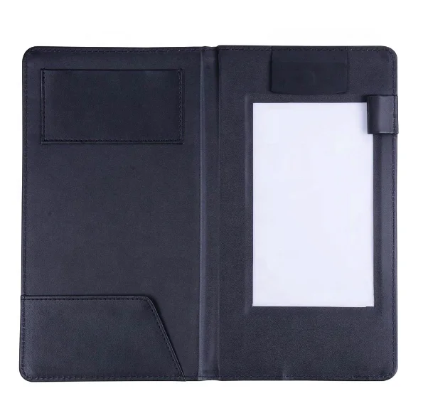Rechargeable LED check presenter in black plain PU leather LED bill folder leather  with LED light for nightclub