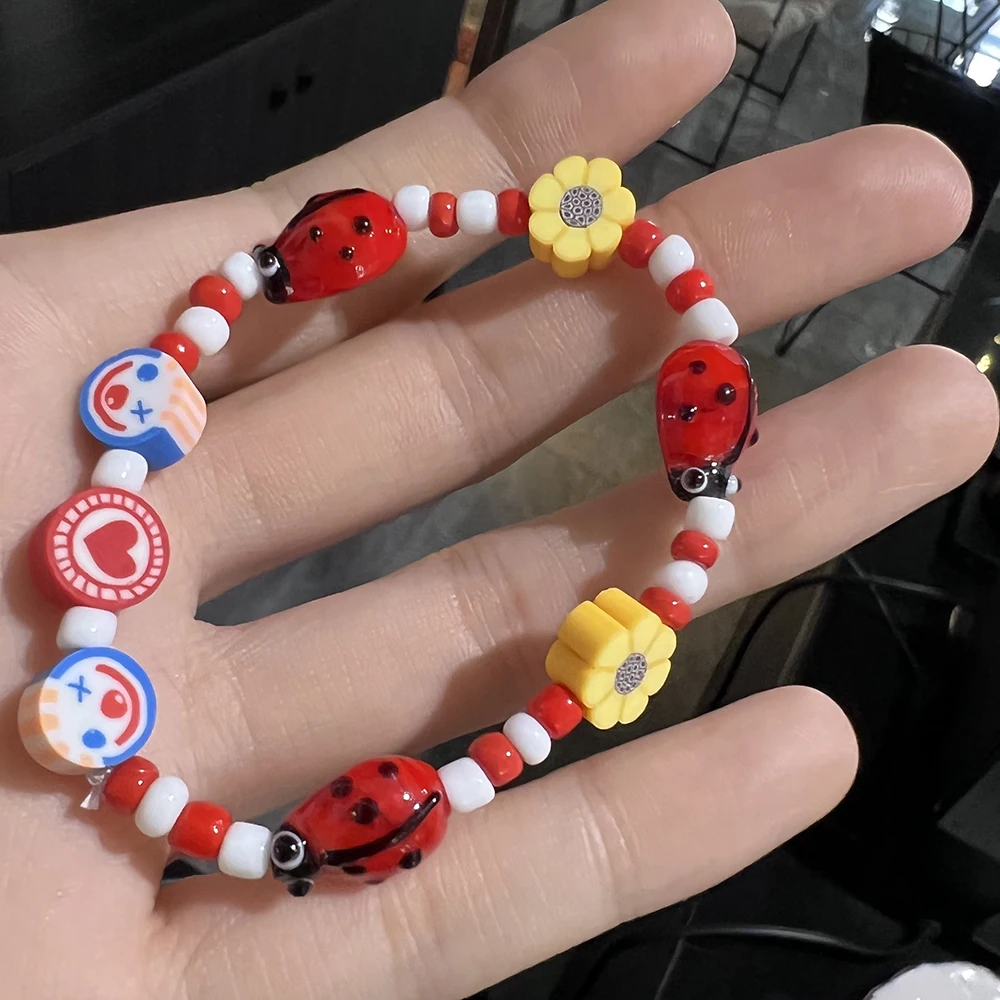 Factory wholesale DIY Bracelet Cute Lampwork Murano Glass Ladybug Beads