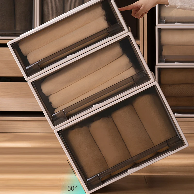 Wannuo Oversized Stackable Closet Drawer Storage Box Free Installation Functional Design for Clothing Storage Boxes