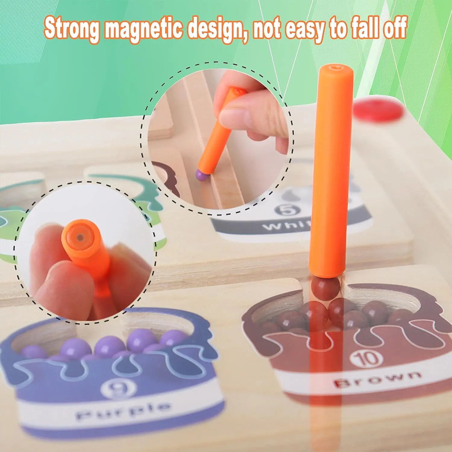 PT OEM&ODM Ice Cream Magnetic Color And Number Maze Wooden Magnet And Maze Game Magnetic Color Maze Board Puzzles