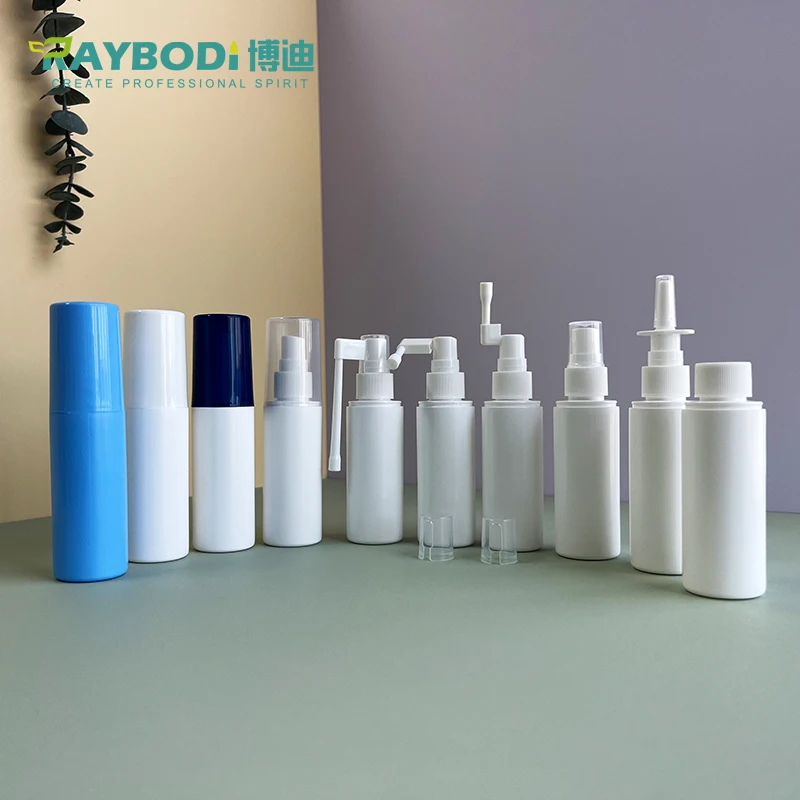 Wholesale 15ml Plastic Spray Bottles/ throat spray bottle/oral sprayer bottles in White and Blue for pharmaceutical packaging
