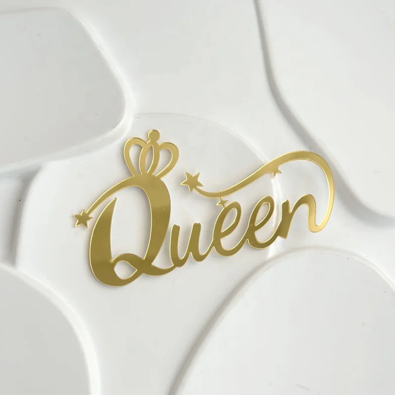 My Queen birthday queen acrylic mirror gold silver cake topper for mom mothers day birthday cake decoration