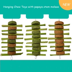 Hay Hanging Heart-Shaped Cake And Bamboo Sticks Treat For Rabbit, Hamsters, Guinea Pigs, Chinchillas & Small Rodents