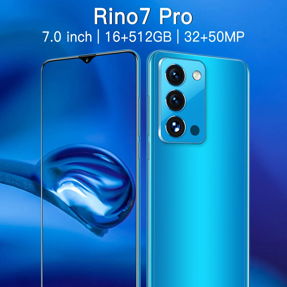 
2021 New Global Version Rino7pro Original Unlock Smartphone With Dual SIM 16GB+256GB Amoled Curved Screen Android Mobile Phones 
