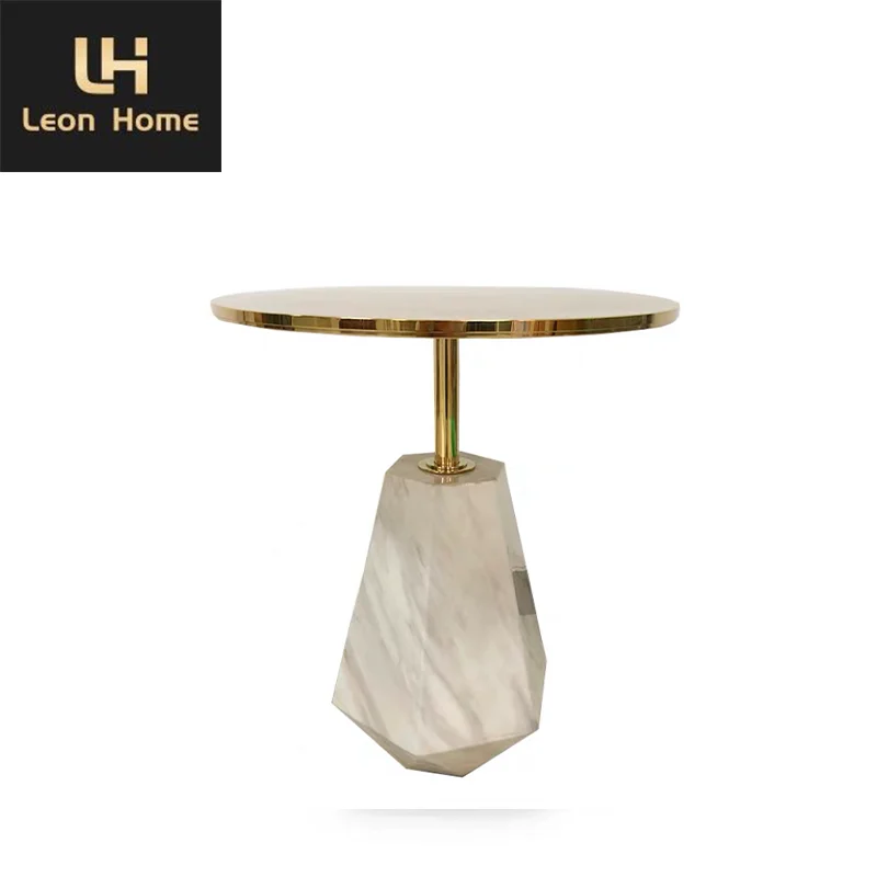 European creative high end modern living room end table marble stainless steel base coffee table