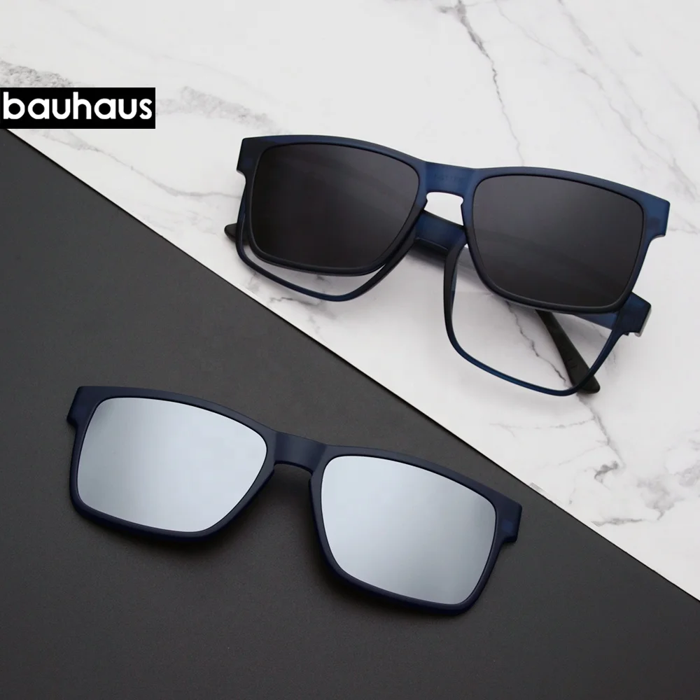 X3172 High Quality Ready to Ship Popular Square Silver Mirror UV400 Polarized Clip on Sunglasses