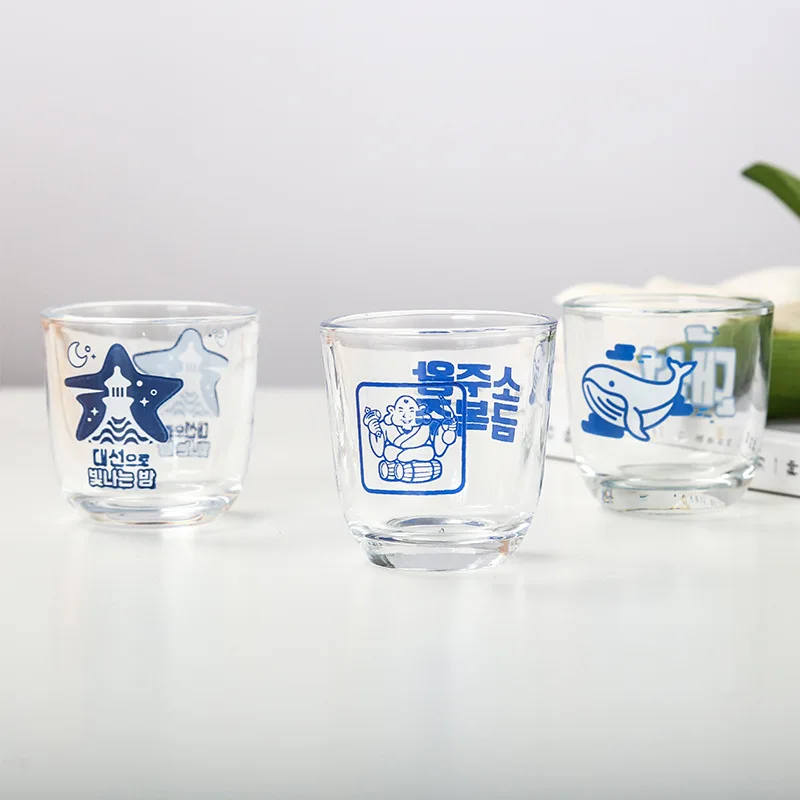 Корейский современный простой стиль Soju Shot завод стеклянный стакан кружка Дешевая Стеклянная картонная чашка на заказ