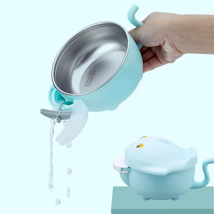 Kids BPA Free Feeding Stainless Steel Baby Thermal Bowl With Strong Suction Cup