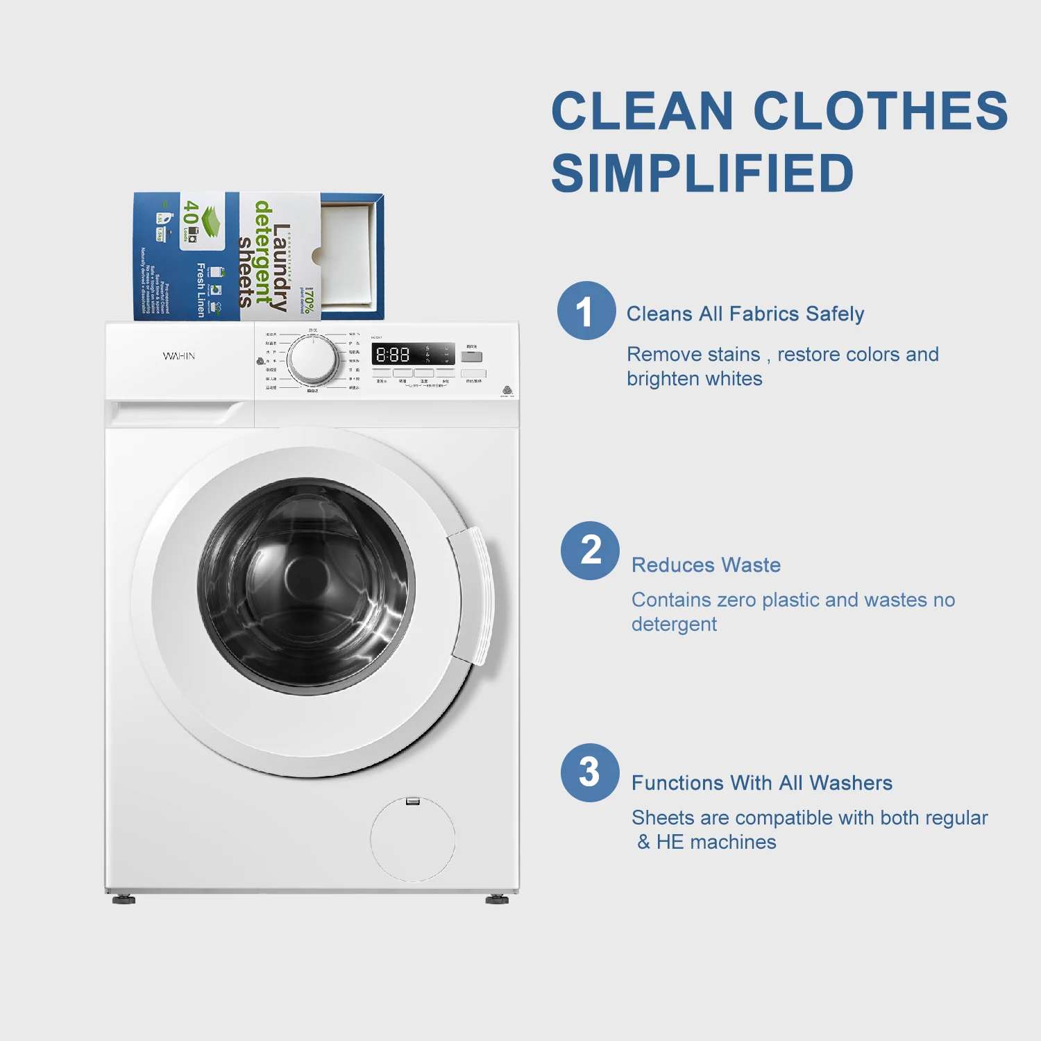 Original Eco-Strip Liquidless Laundry Detergent Travel Laundry Sheets wholesale no plastic Laundry Detergent Sheets 30sheets