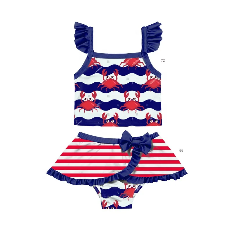 Hot sale Girls cute 2 pieces Polyester 1-6 years old kids floral printed bathing suit swimming wear baby swimsuit