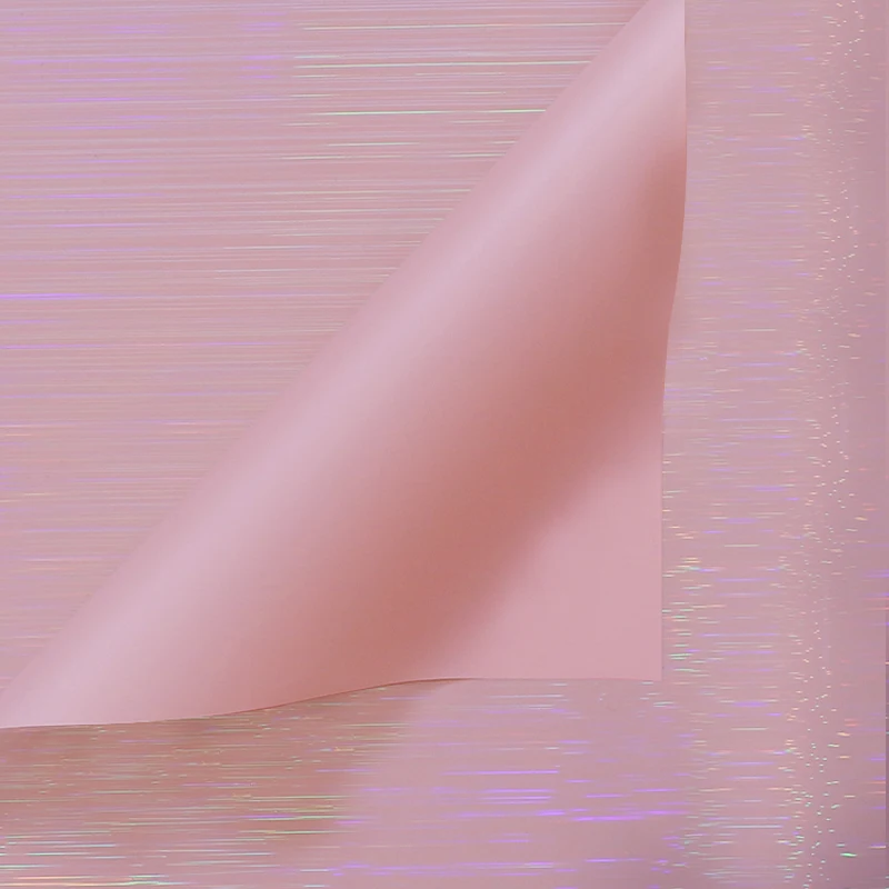 Hot Sale Florist Supplies Laser Pink Wrapping Glitter Plastic Soft Beautiful Flower Bouquet Wrapping Paper