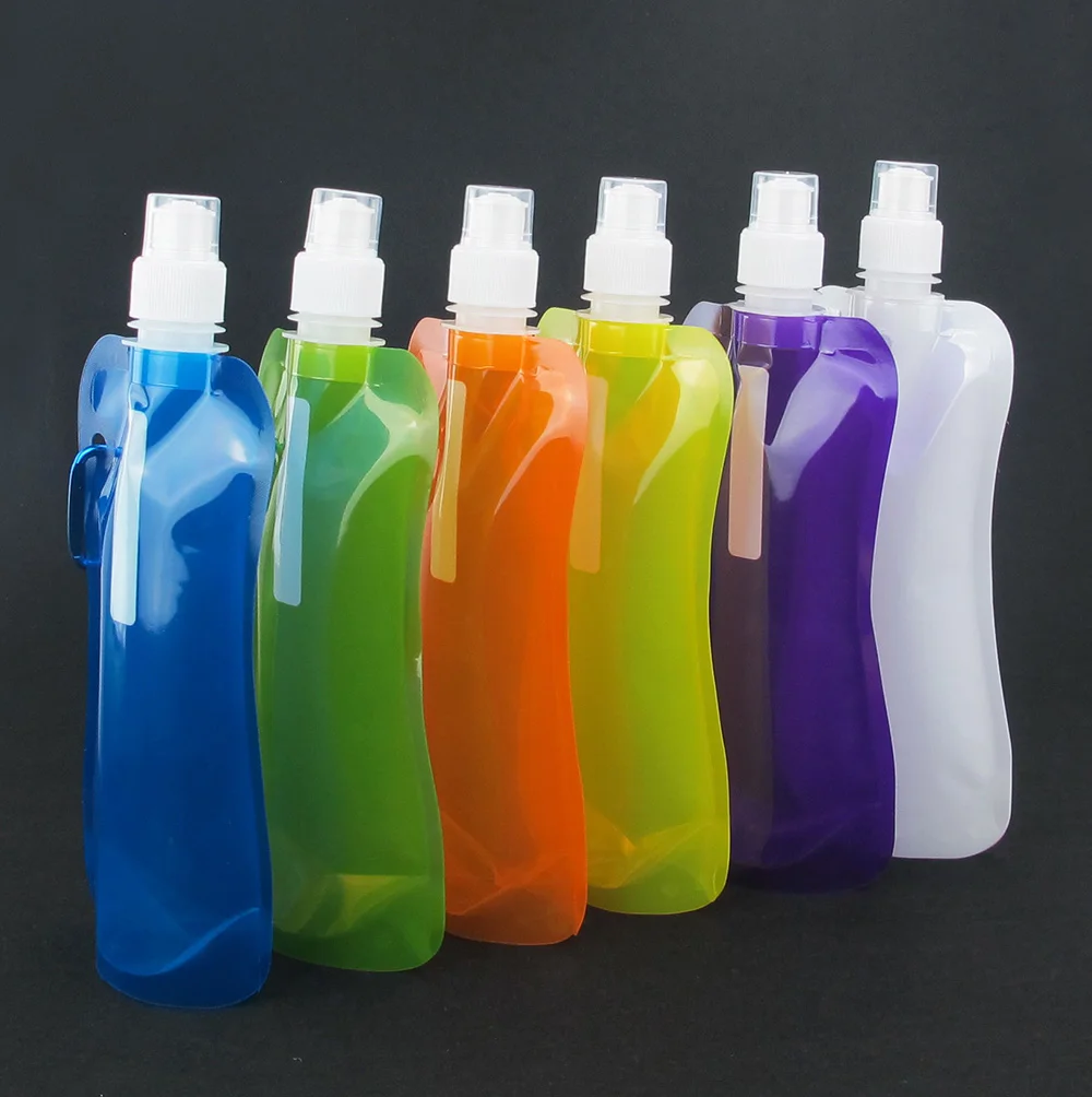 
Складная пластиковая бутылка для питьевой воды на заказ, с носиком 