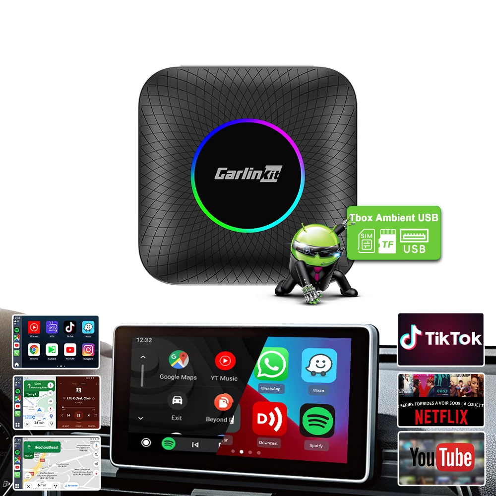 carlinkit wireless carplay ai box android 13 Streaming black box 4G+64G car accessories TV ai universal portable carplay dongle