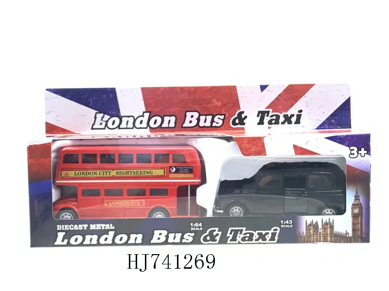 Customized Logo Souvenirs Set Alloy Friction Diecast Toy Vehicles London Bus Taxi Open Door Back Toy Car Model For Kids